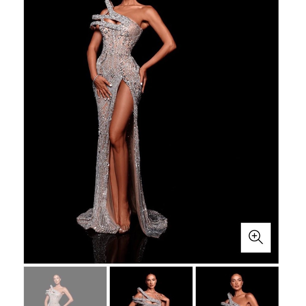 Elegant Silver Evening Gown